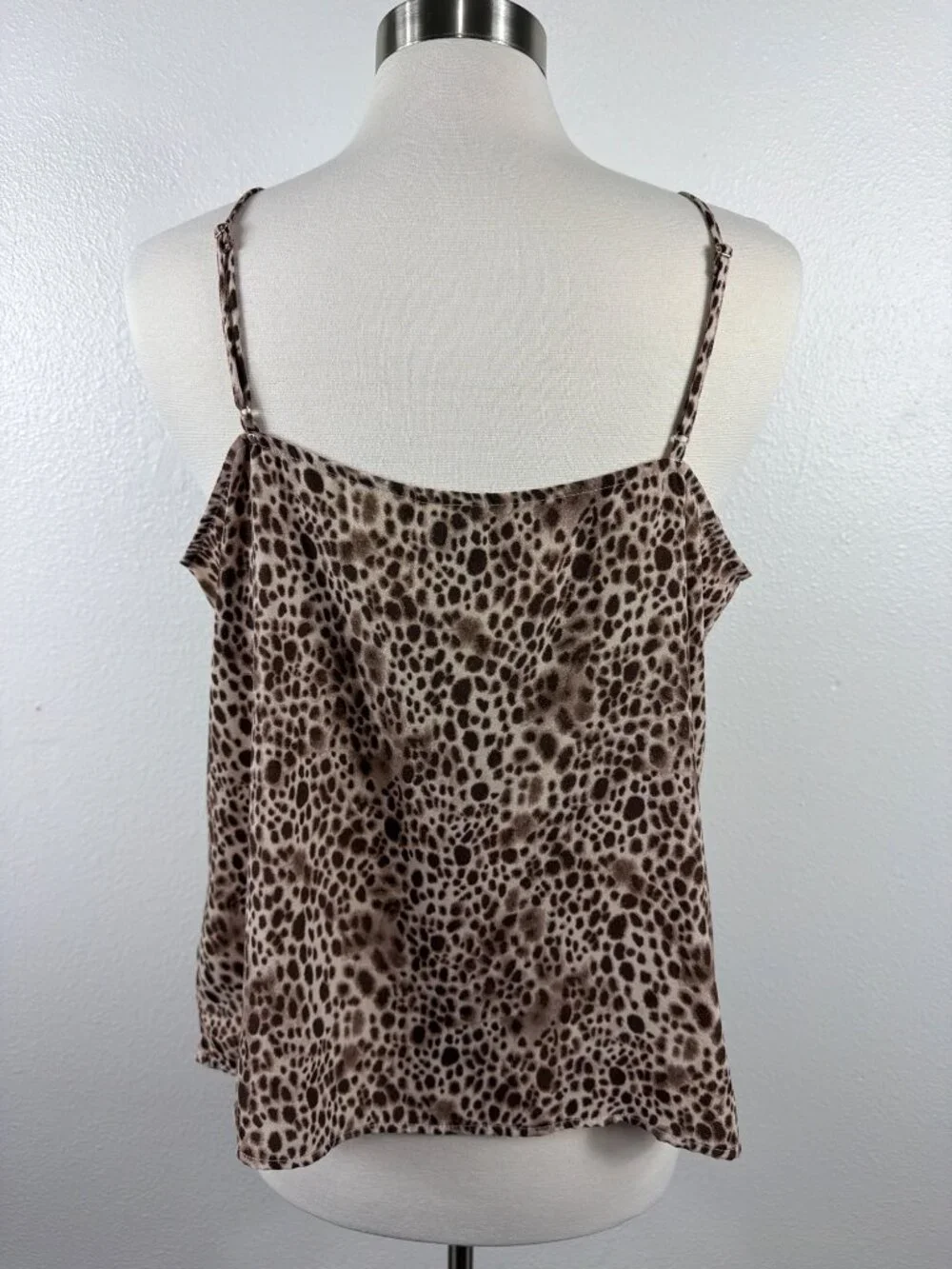 A New Day Leopard Print Satin Cami Tank Top Adjustable Straps Animal XL